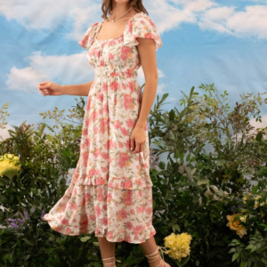 Petal Ruffle Midi Dress
