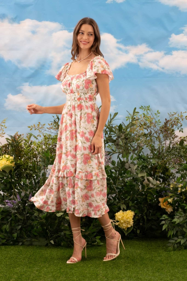 Petal Ruffle Midi Dress