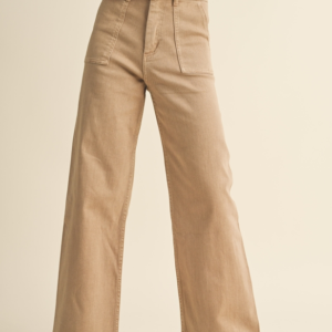 Washed Cotton Wide-Leg Pants