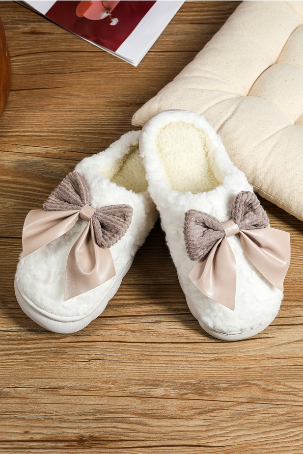 Bowknot Plush Slippers